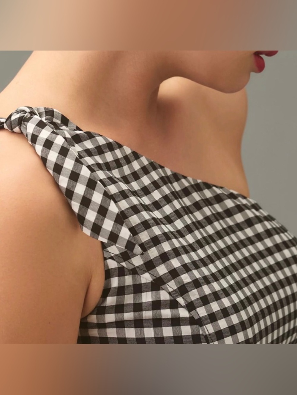 Anthropologie One Shoulder Black & White Gingham Dress Small NWT - Picture 5 of 12